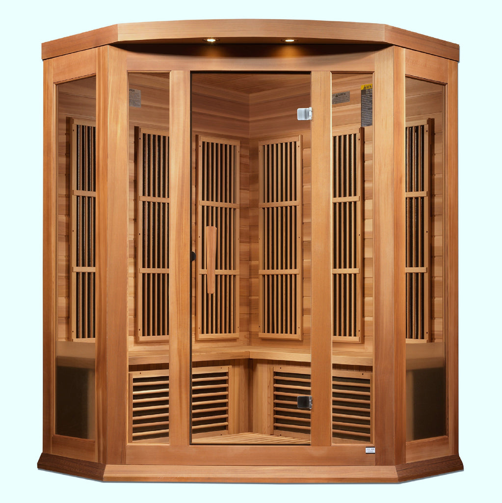 Golden Designs Maxxus "Avignon" 3-Person Corner Near Zero EMF FAR Infrared Sauna (MX-K356-01-ZF CED)