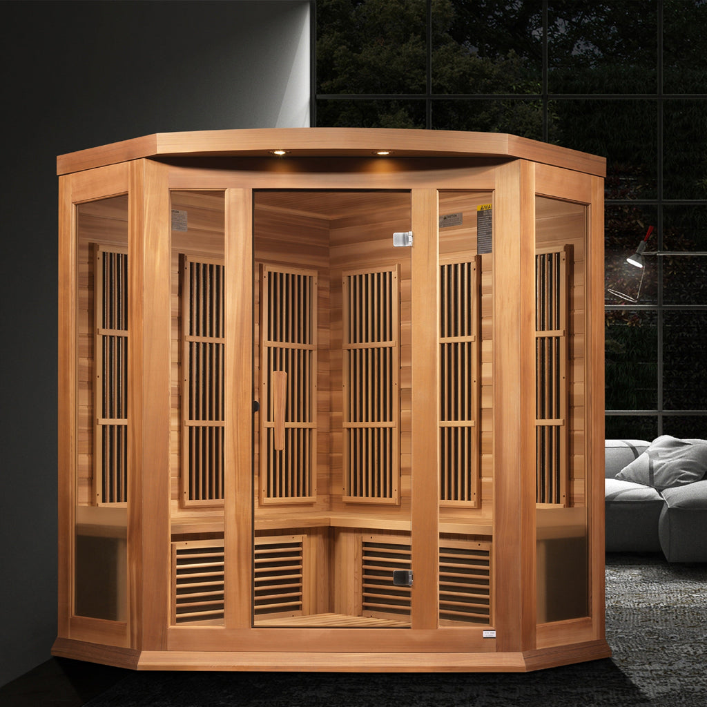 Golden Designs Maxxus "Avignon" 3-Person Corner Near Zero EMF FAR Infrared Sauna (MX-K356-01-ZF CED)